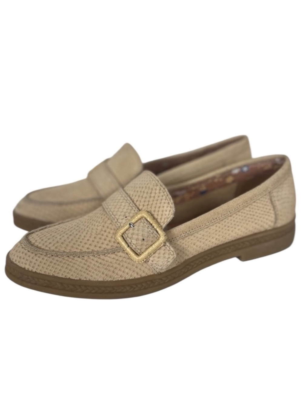 Lucky Brand Ryedra Loafer Womens 7.5 Leather Slip On Creamy Beige Spring Classic